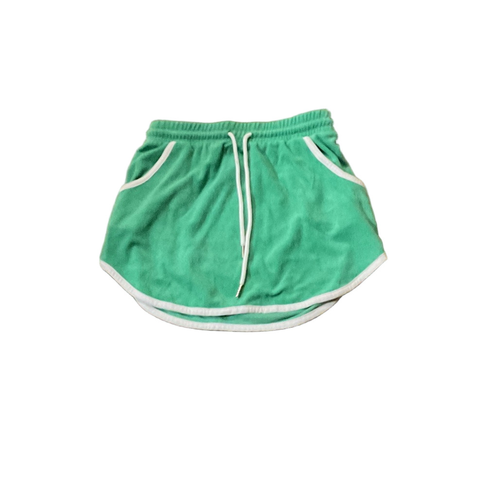 Lavon -Chic Green Mini Skirt with White Accents